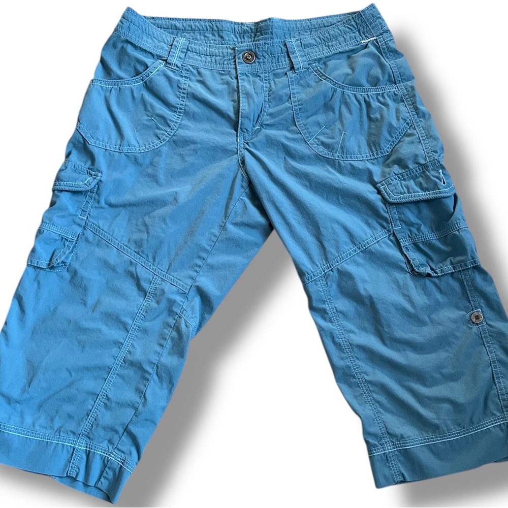 Kuhl Capri Pants Womens 6 Teal Cargo Outdoor Hiking Travel Cropped Trek